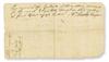 (WASHINGTON, GEORGE.) Receipt for gowns made for Daniel Parke Custis, likely for his new wife Martha.